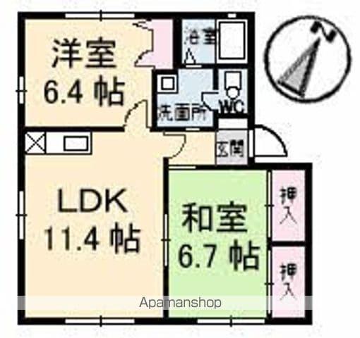 フレグランス幸之江Ⅱ棟(2LDK/1階)の間取り写真