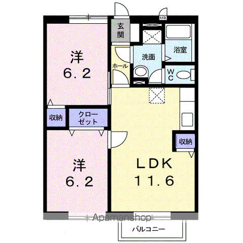 グレイスドリーム(2LDK/2階)の間取り写真