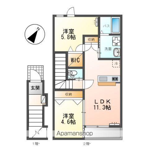 千代田・常磐緩行線 北柏駅 徒歩17分 2階建 築1年(2LDK/2階)の間取り写真