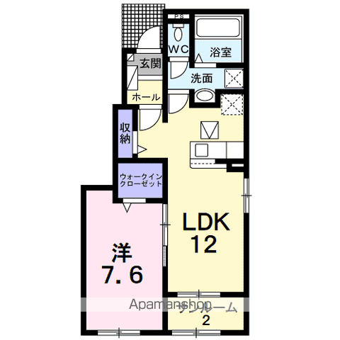 アヴニール ラディユ Ⅰ(1LDK/1階)の間取り写真