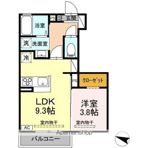 トリシア篠ノ井(1LDK/1階)の間取り写真