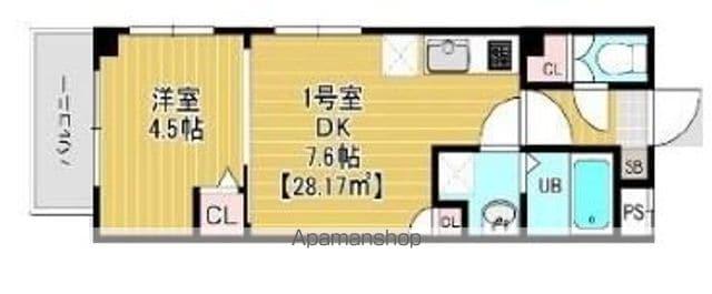 コンフォルテ本千葉(1DK/4階)の間取り写真