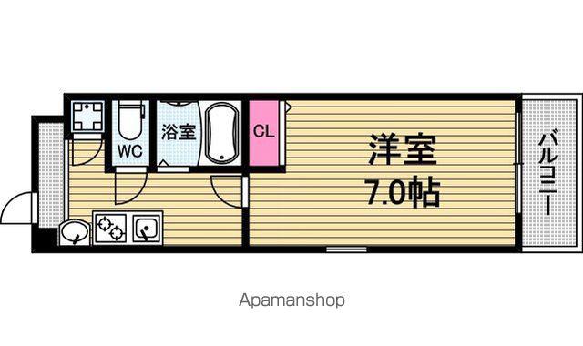 オリエンタル上町(1K/6階)の間取り写真