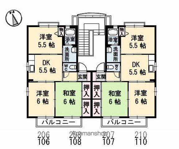 シャーメゾン八万 5番館(3DK/2階)の間取り写真