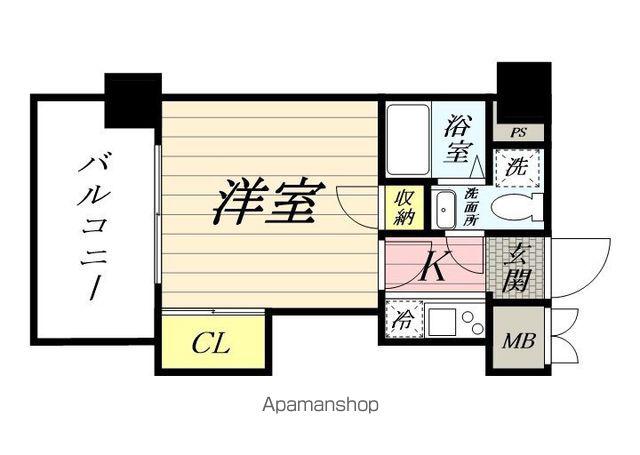 エステートモア博多グランB棟(1K/3階)の間取り写真