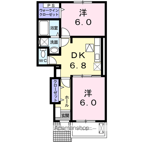 フリーデ(2DK/1階)の間取り写真