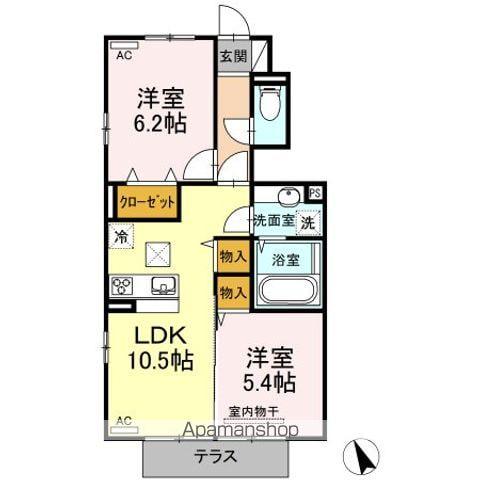 ジェネローソ(2LDK/1階)の間取り写真