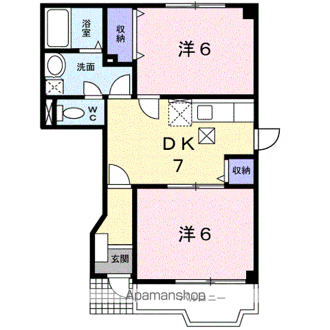 コージーハウス石井B(2DK/1階)の間取り写真
