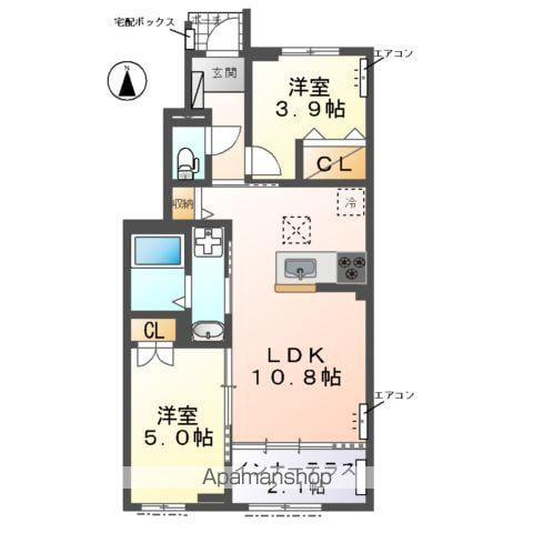 野田市七光台A棟アパート(2LDK/1階)の間取り写真