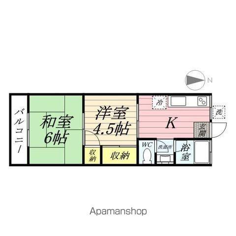 岡村ハイツ(2K/1階)の間取り写真