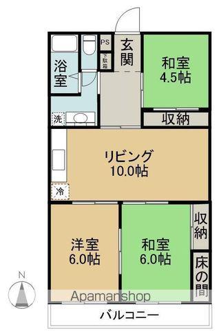 山陽 マンション(3LDK/1階)の間取り写真