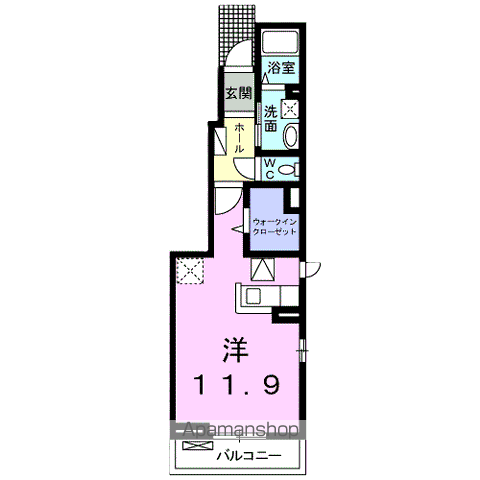 PINE BREEZE壱番館(ワンルーム/1階)の間取り写真