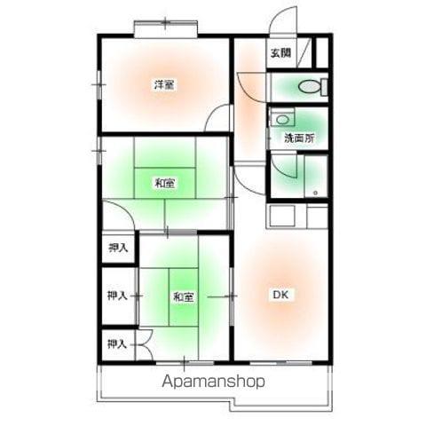 グリーン・ヒルズ(3DK/1階)の間取り写真