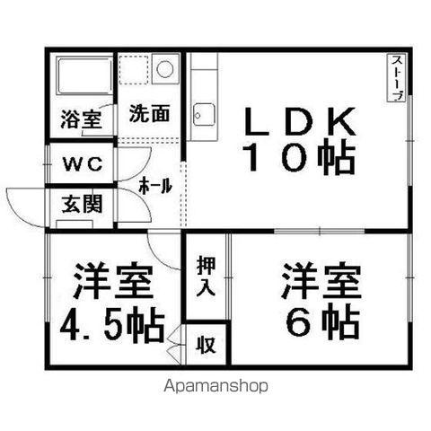 ハイツ24A(2LDK/2階)の間取り写真