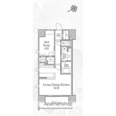 パークフラッツ浅草橋(1LDK/9階)の間取り写真