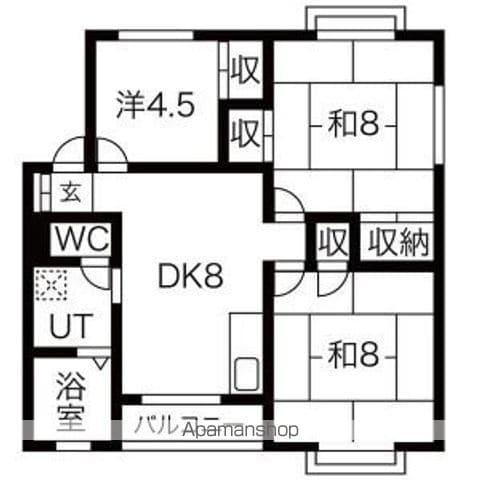 西脇サンハイツ(3DK/2階)の間取り写真