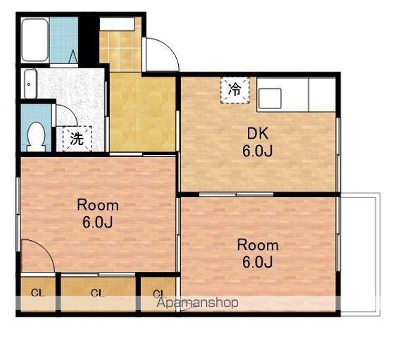 エクセルシア(2DK/2階)の間取り写真
