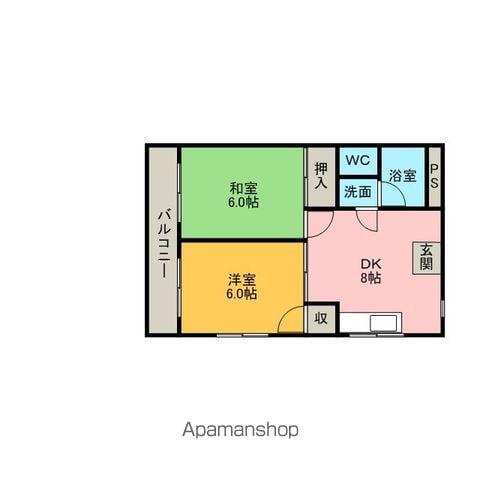 カトーハイツ(2DK/2階)の間取り写真