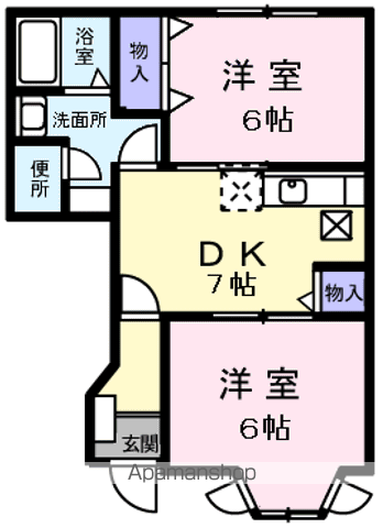 ゼルコヴァ(2DK/1階)の間取り写真