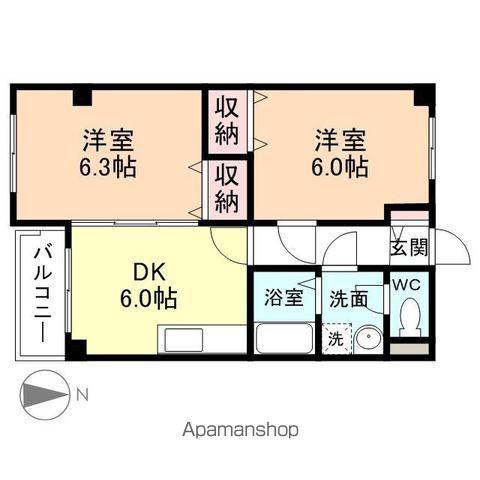 ドリームハウス大山C棟(2DK/1階)の間取り写真