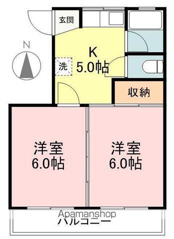 コーポラス麗山(2K/2階)の間取り写真