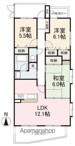 ダイアパレスプルミエール木太(3LDK/8階)の間取り写真