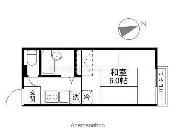 メロディーハイツ(1K/2階)の間取り写真