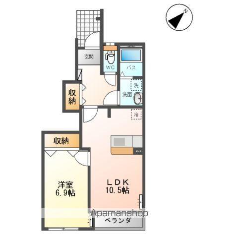 プレザント ヒル(1LDK/1階)の間取り写真