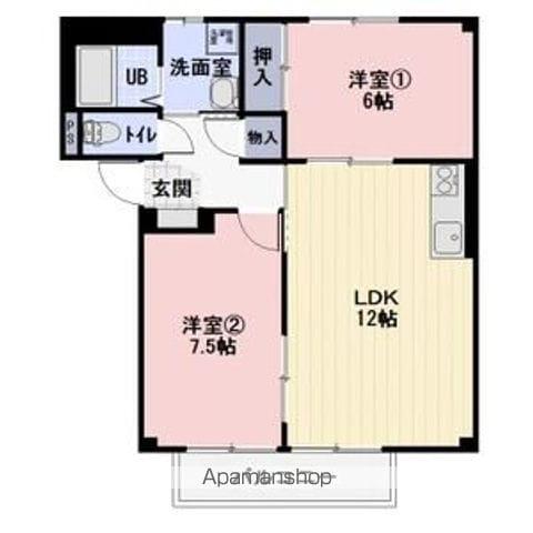 RESIDENCE筒井(2LDK/1階)の間取り写真