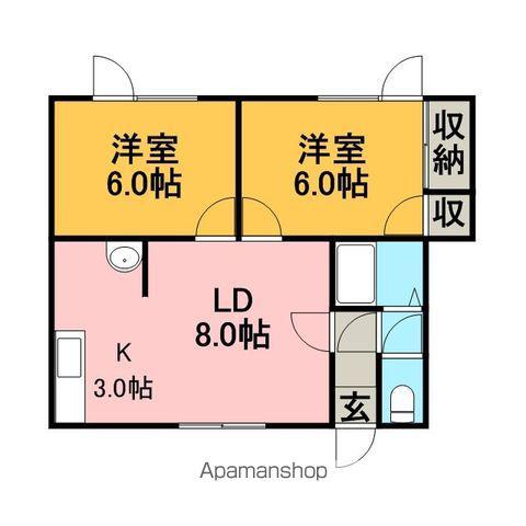 コーポ花和B(2LDK/1階)の間取り写真
