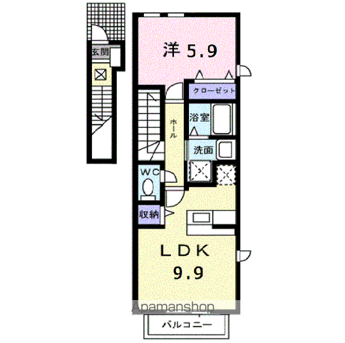 プロムナード夢街(1LDK/2階)の間取り写真