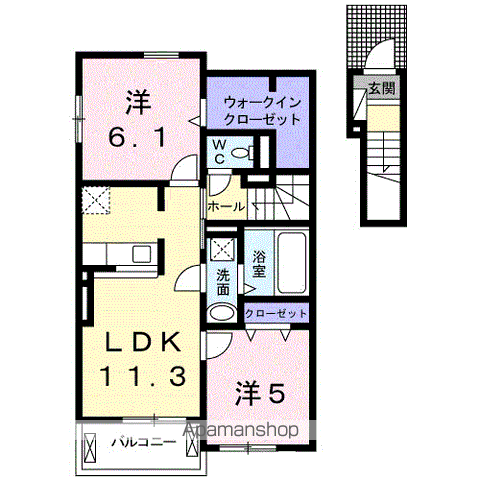ソラーレ吉井Ⅱ(2LDK/2階)の間取り写真