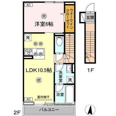 ヌオーヴォチッタ(1LDK/2階)の間取り写真