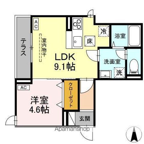 D-ROOM元横山町(1LDK/1階)の間取り写真