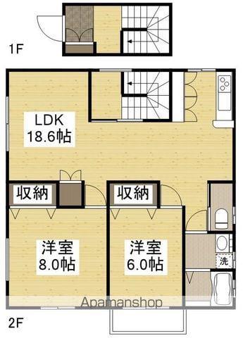 南輝1丁目(2LDK/2階)の間取り写真