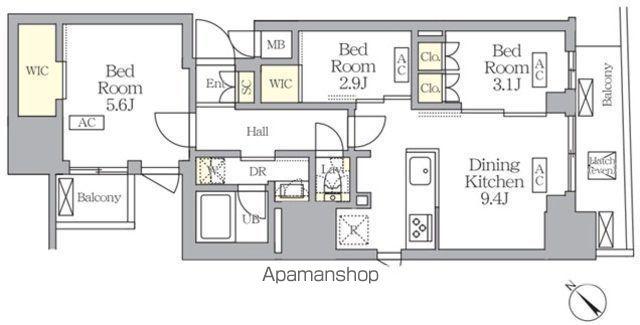 MFPRコート日本橋馬喰町(3DK/4階)の間取り写真