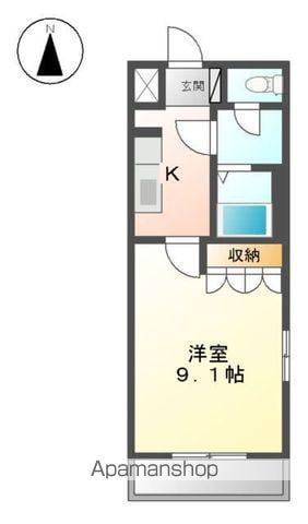 シェルル南方(1K/1階)の間取り写真