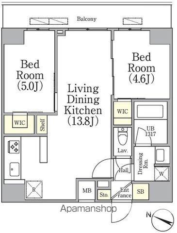 アジールコート三軒茶屋(2LDK/3階)の間取り写真