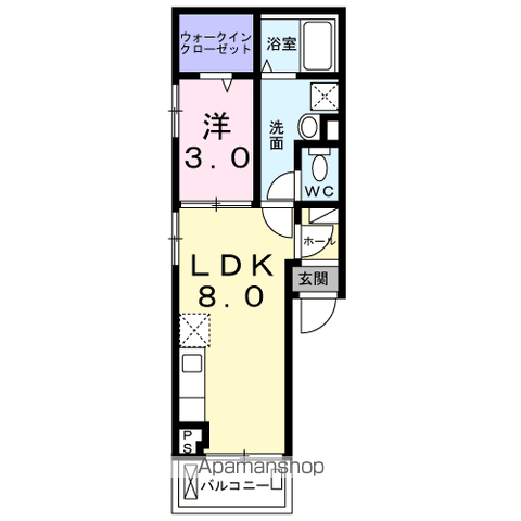 トゥッティ 桜木(1LDK/3階)の間取り写真
