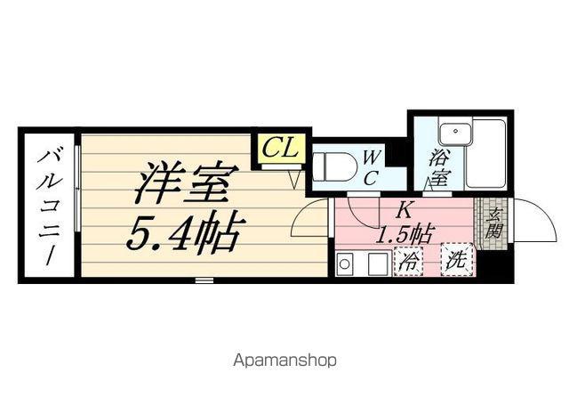 ベイルーム鶴見小野(1K/2階)の間取り写真