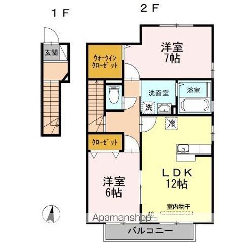 セジュールJINII棟(2LDK/2階)の間取り写真