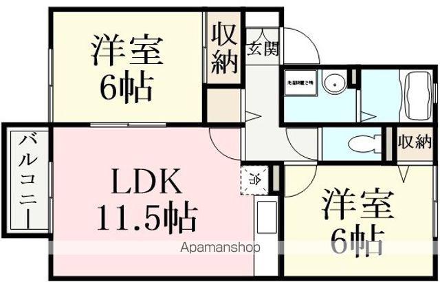 ルミナス・ヒルズC棟(2LDK/1階)の間取り写真