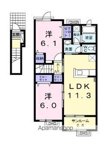ラフォーレットDAI Ⅱ(2LDK/2階)の間取り写真