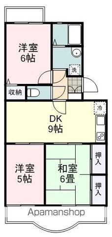 アイリス・クィーン B棟(3DK/2階)の間取り写真