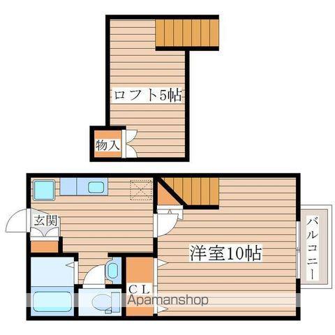 エスポワールシャトー愛子Ⅱ(1K/1階)の間取り写真