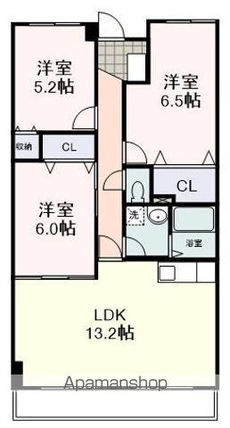 サウスロード草薙(3LDK/4階)の間取り写真