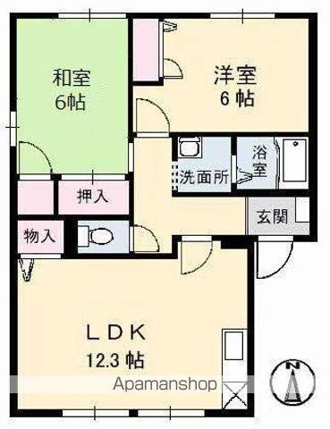 エクセル・メゾン D棟(2LDK/1階)の間取り写真