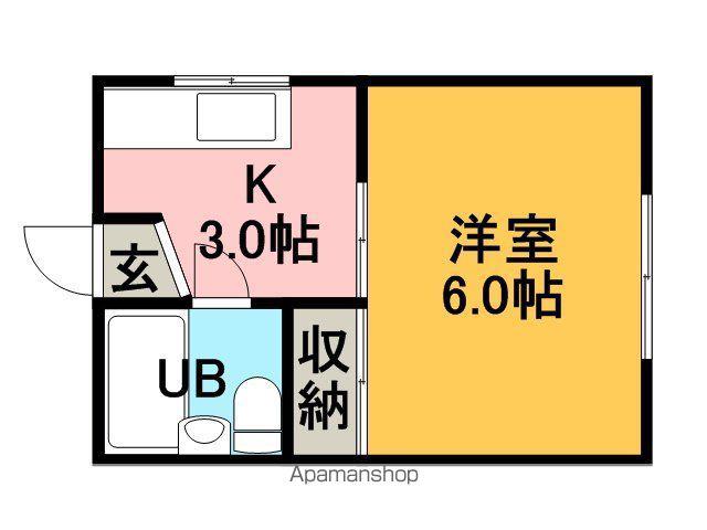 ヌーベルバーグ桂岡(1K/1階)の間取り写真