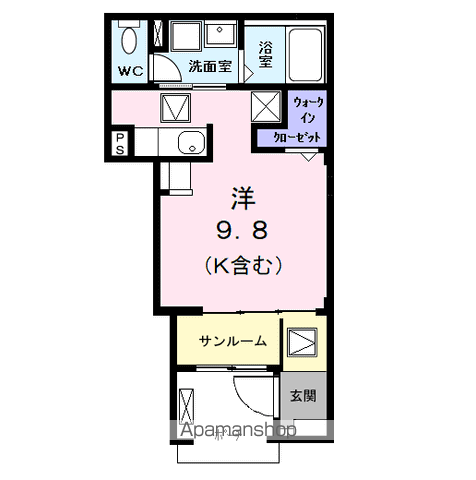 アスセーナ 並木(ワンルーム/1階)の間取り写真