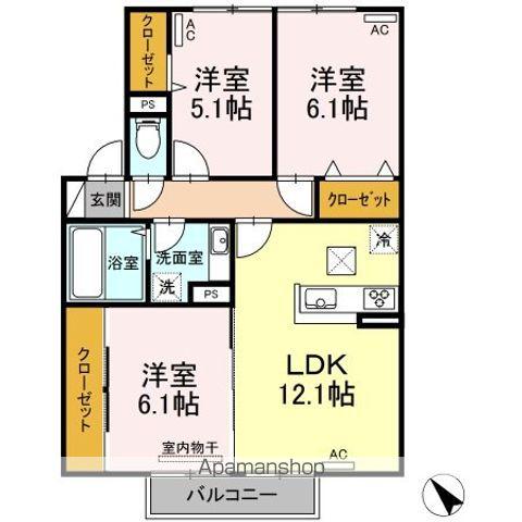 レガーミ中央(3LDK/1階)の間取り写真